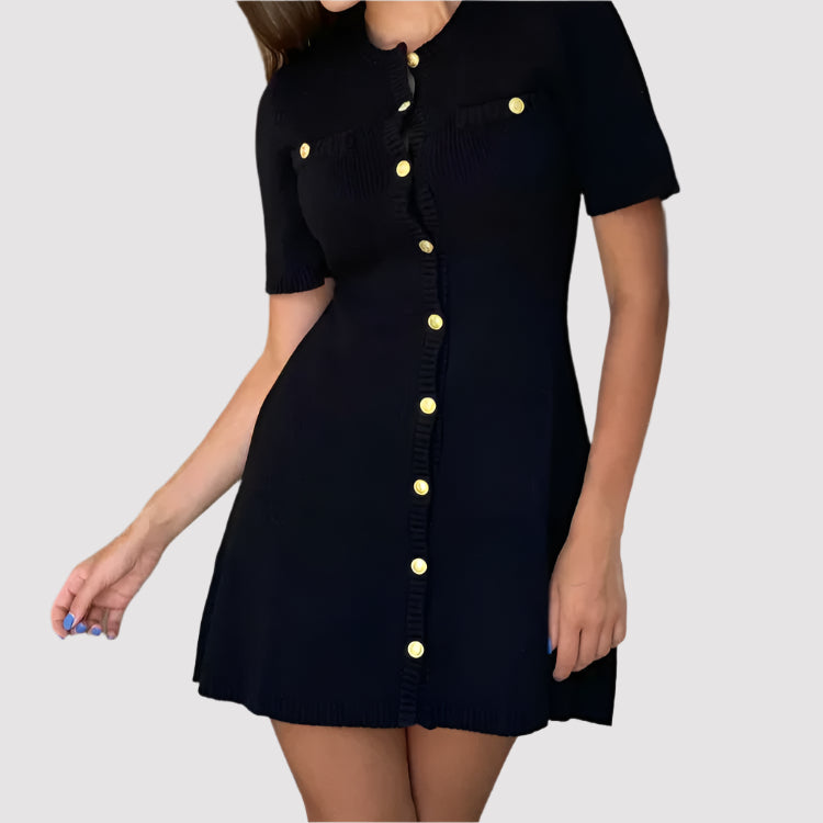 NOVA | Chic Knitted Button-Up Mini Dress