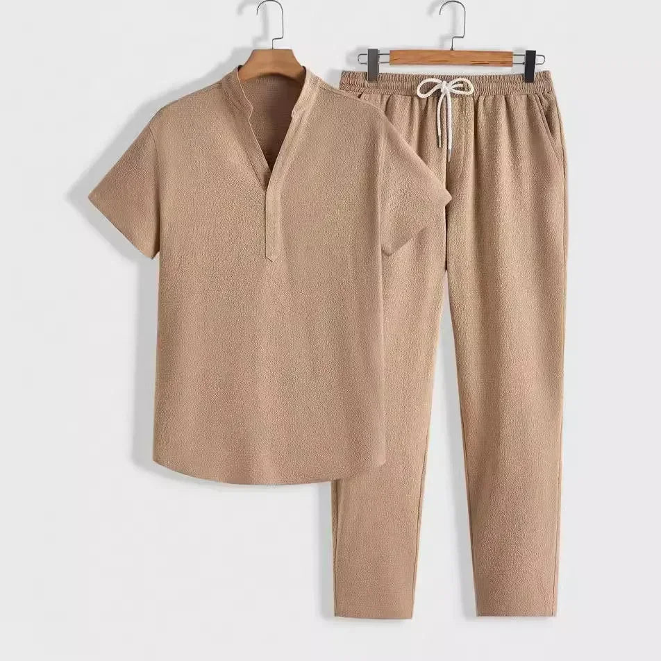 NOVA | Men's Summer Casual Suit Set – Short Sleeve & Trousers