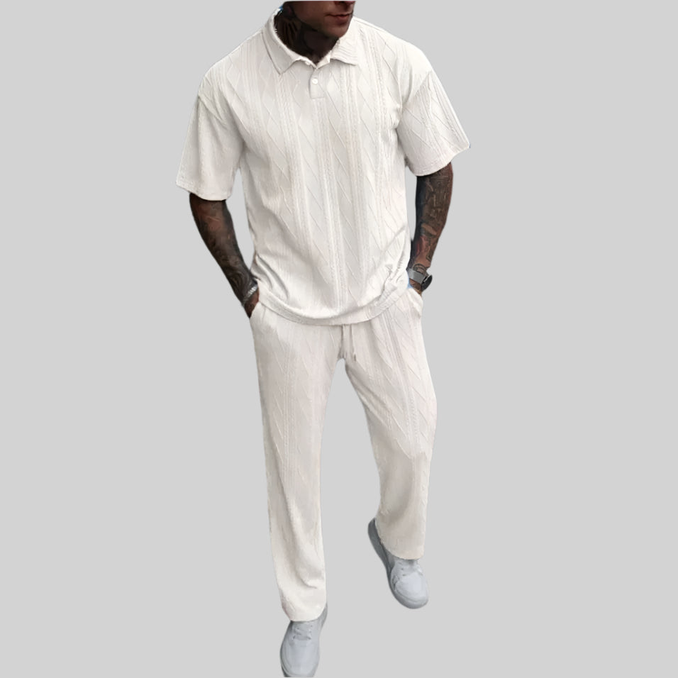 NOVA | Men’s Summer Jacquard Polo Shirt & Pants Set