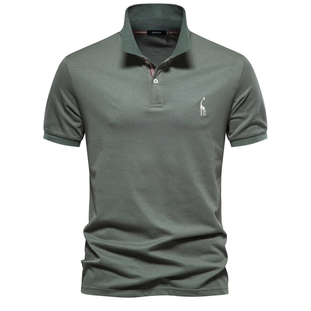 Nova embroidered men’s polo shirt in breathable cotton fabric