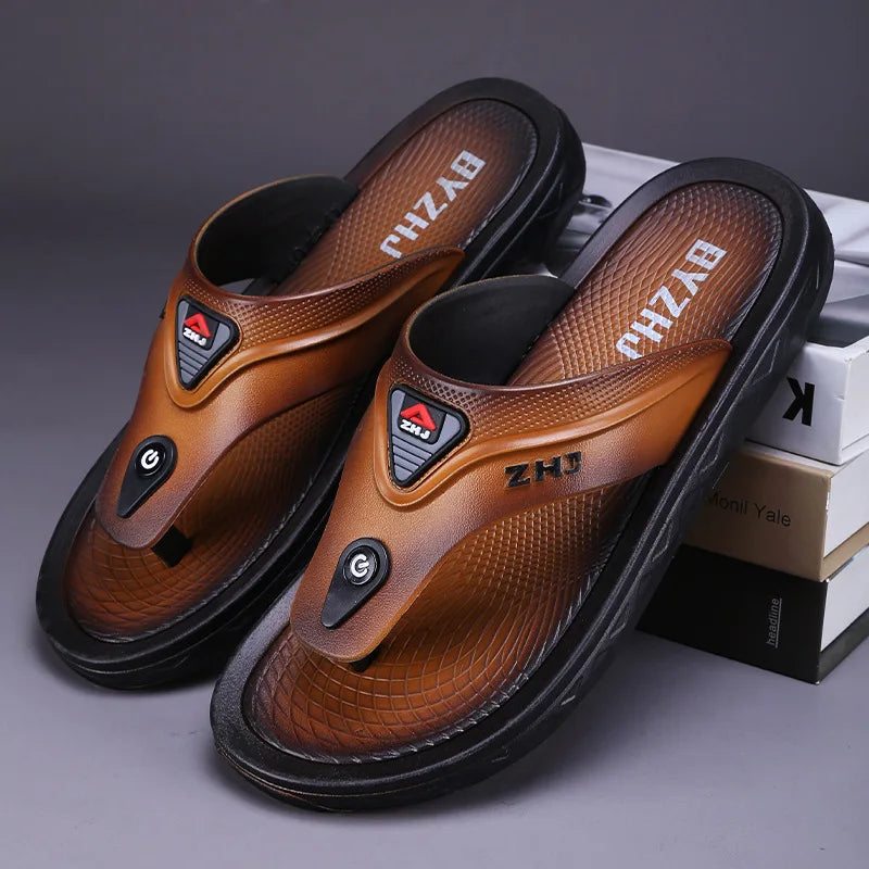NOVA | Men’s Summer PU Flip-Flops – Flat Outdoor Casual Sandals