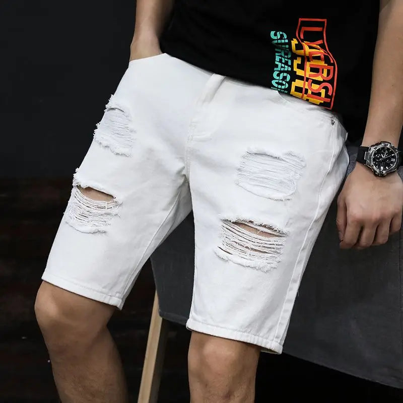 NOVA | Relaxed Fit Ripped Jean Shorts for Men