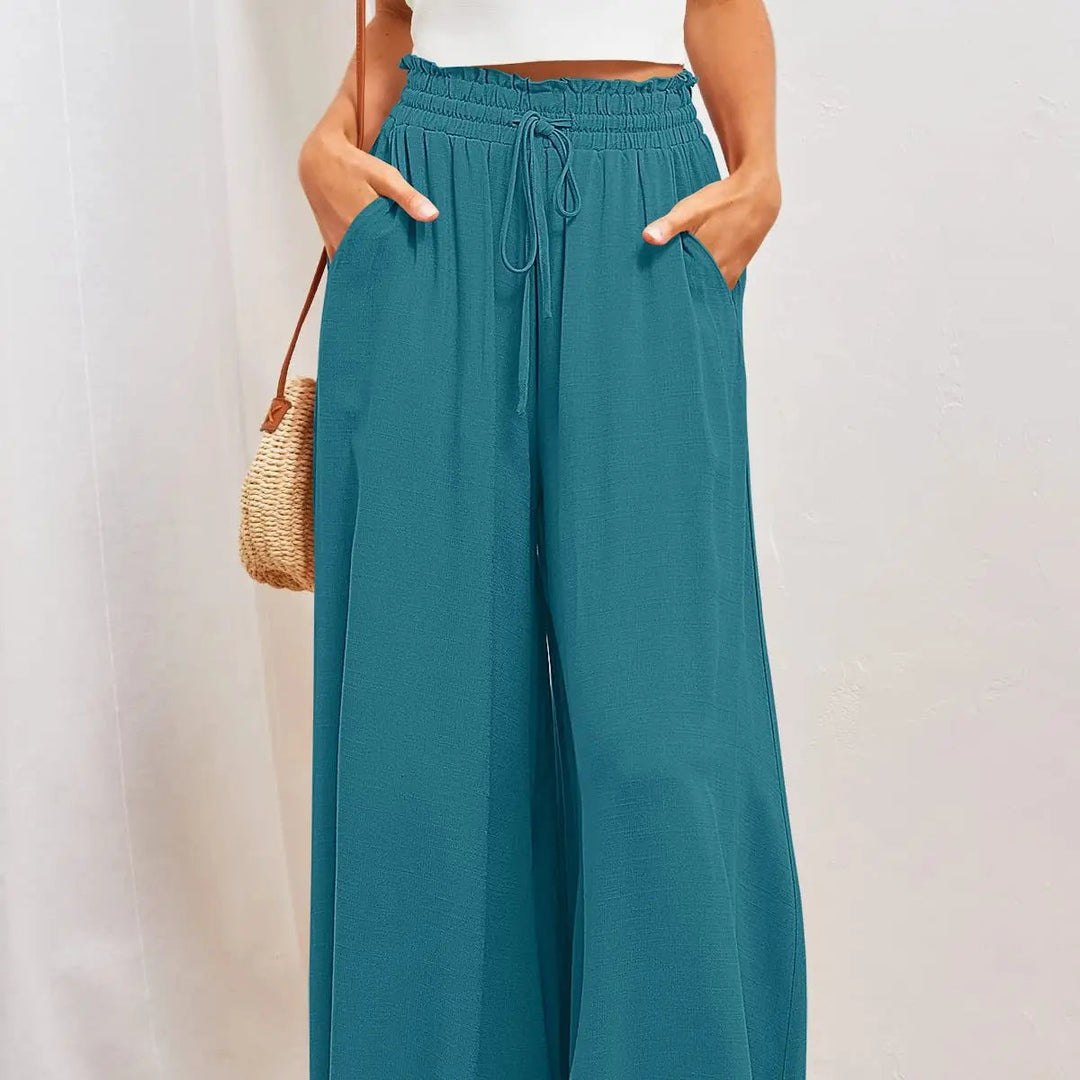 Elegant NOVA women’s pants with elastic waist and pockets

