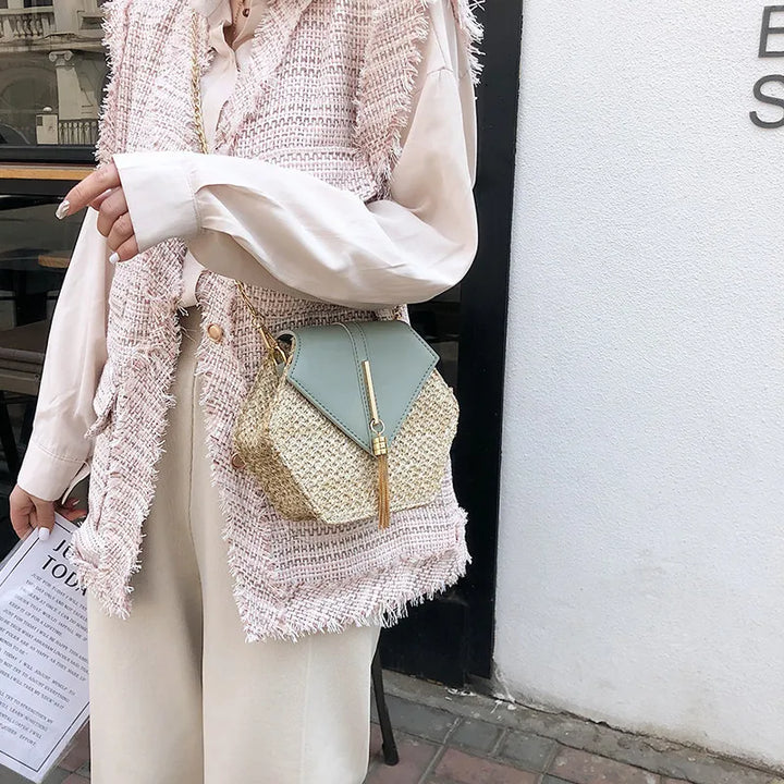 NOVA | Women's Handwoven Straw Flap Bag