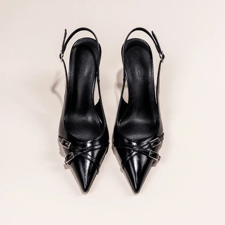 NOVA | Black slingback heels with pointed toe design