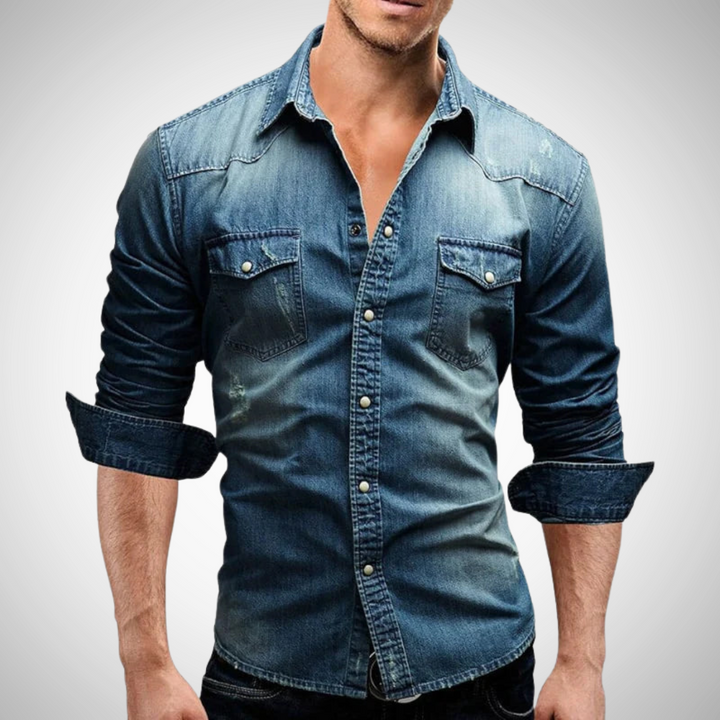 NOVA | Casual Men's Long-Sleeve Denim Shirt


