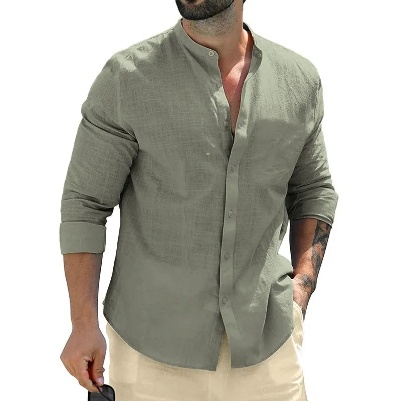 NOVA | Casual Men's Stand Collar Long Sleeve Shirt
