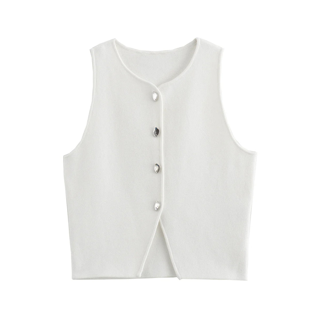 NOVA | Casual Ribbed Knit Button-Up Tank

