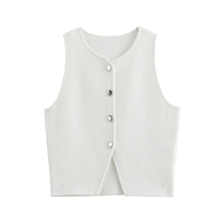 NOVA | Casual Ribbed Knit Button-Up Tank
