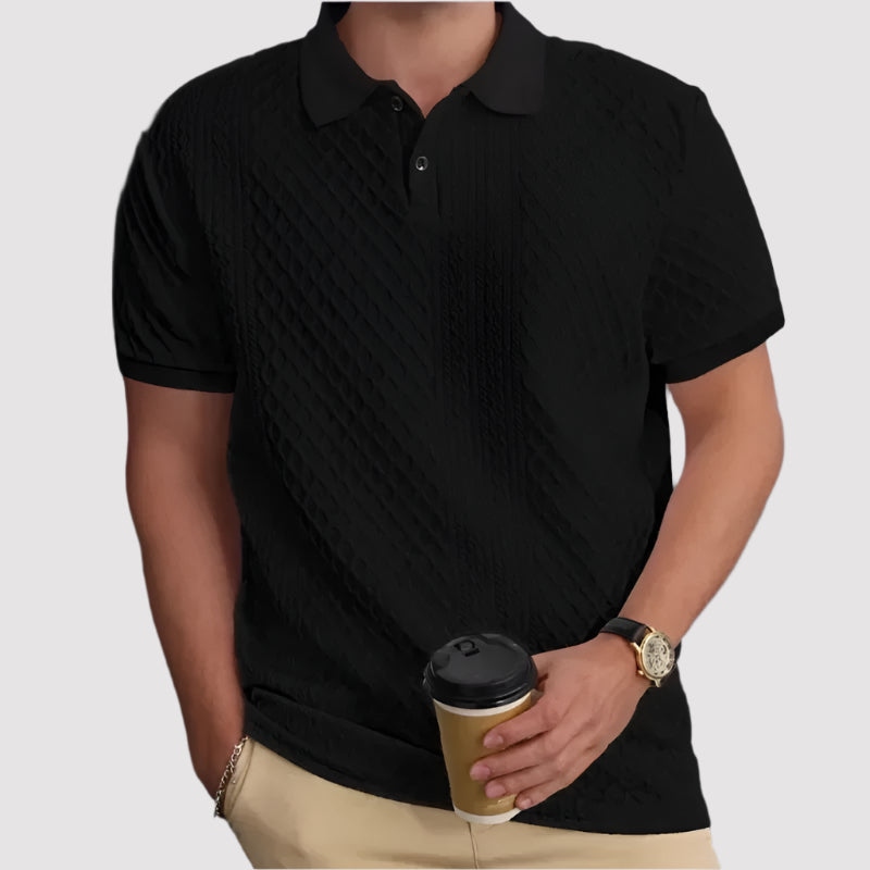 NOVA | Casual polo shirt with bold stripe and contrast collar for men

