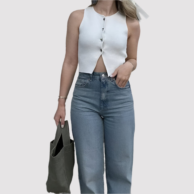 NOVA | Chic Knit Tank Top with Buttons
