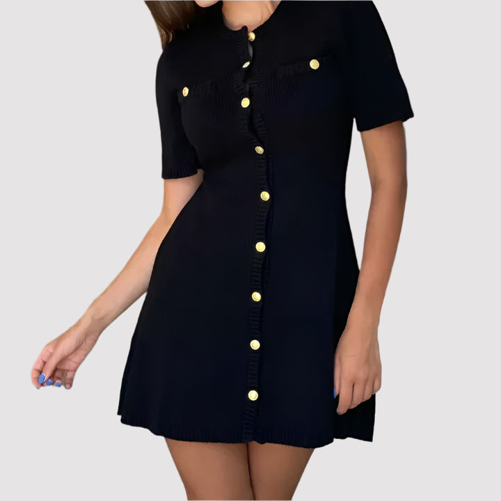 NOVA | Chic Knitted Button-Up Mini Dress
