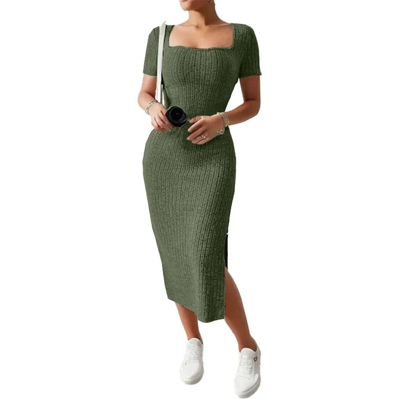 NOVA | Chic Ribbed Knit Midi Dress for Women

