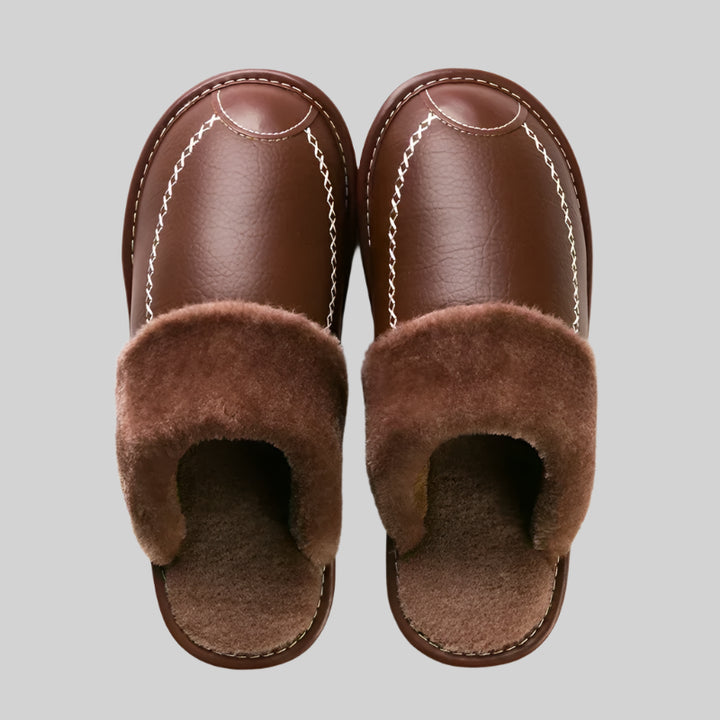 NOVA | Cozy Men's Leather Winter Slippers