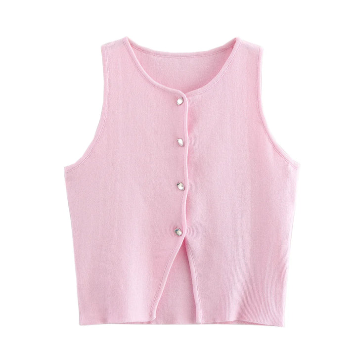 NOVA | Elegant Buttoned Knit Tank for Women
