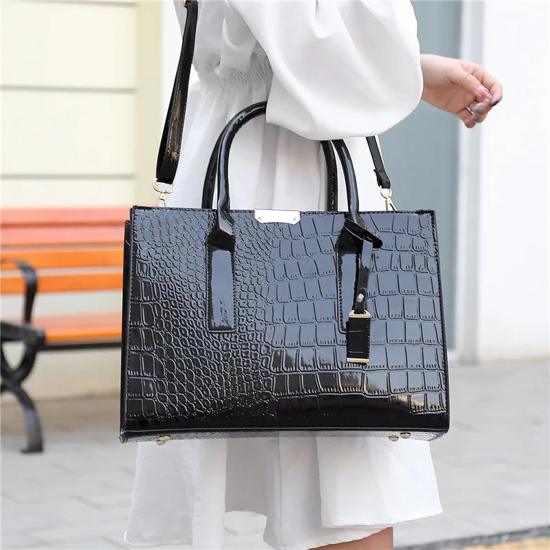 NOVA | Elegant Croc-Textured PU Leather Tote
