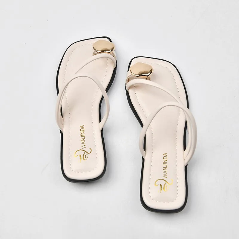 NOVA | Elegant PU Square-Heel Slippers for Women

