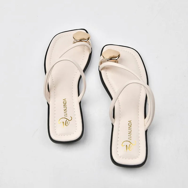 NOVA | Elegant PU Square-Heel Slippers for Women

