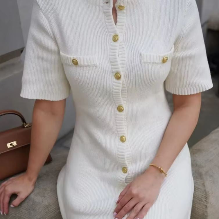 NOVA | Fashionable Button-Up Sweater Dress
