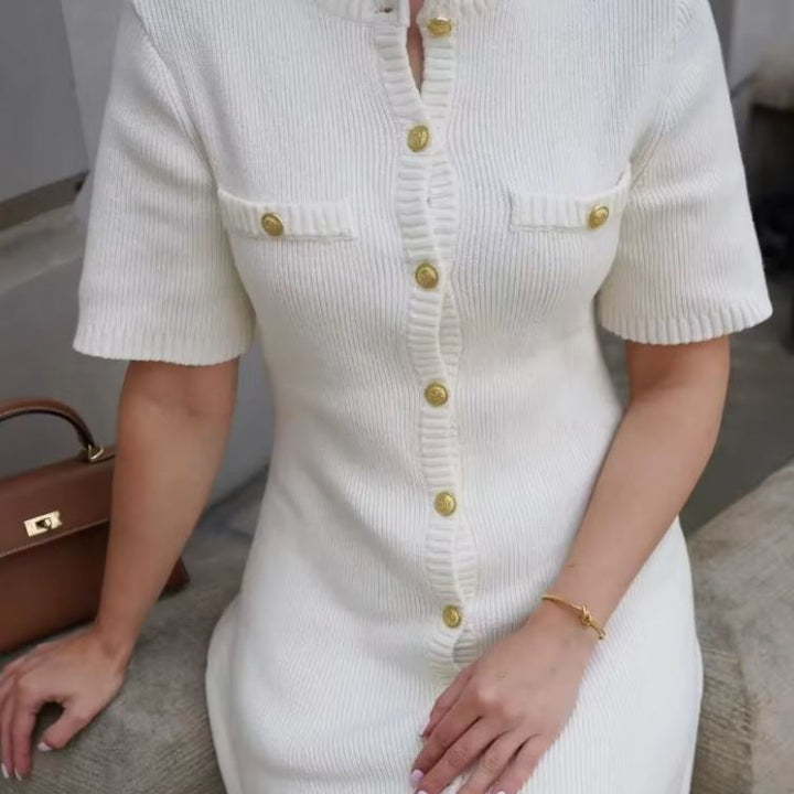 NOVA | Fashionable Button-Up Sweater Dress
