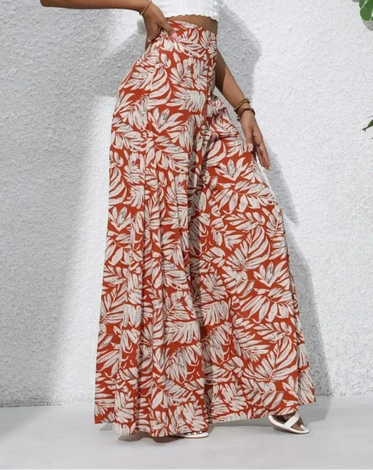NOVA | Flowing Floral Chiffon Pants for Women – Wide-Leg Style

