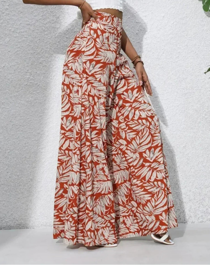 NOVA | Flowing Floral Chiffon Pants for Women – Wide-Leg Style

