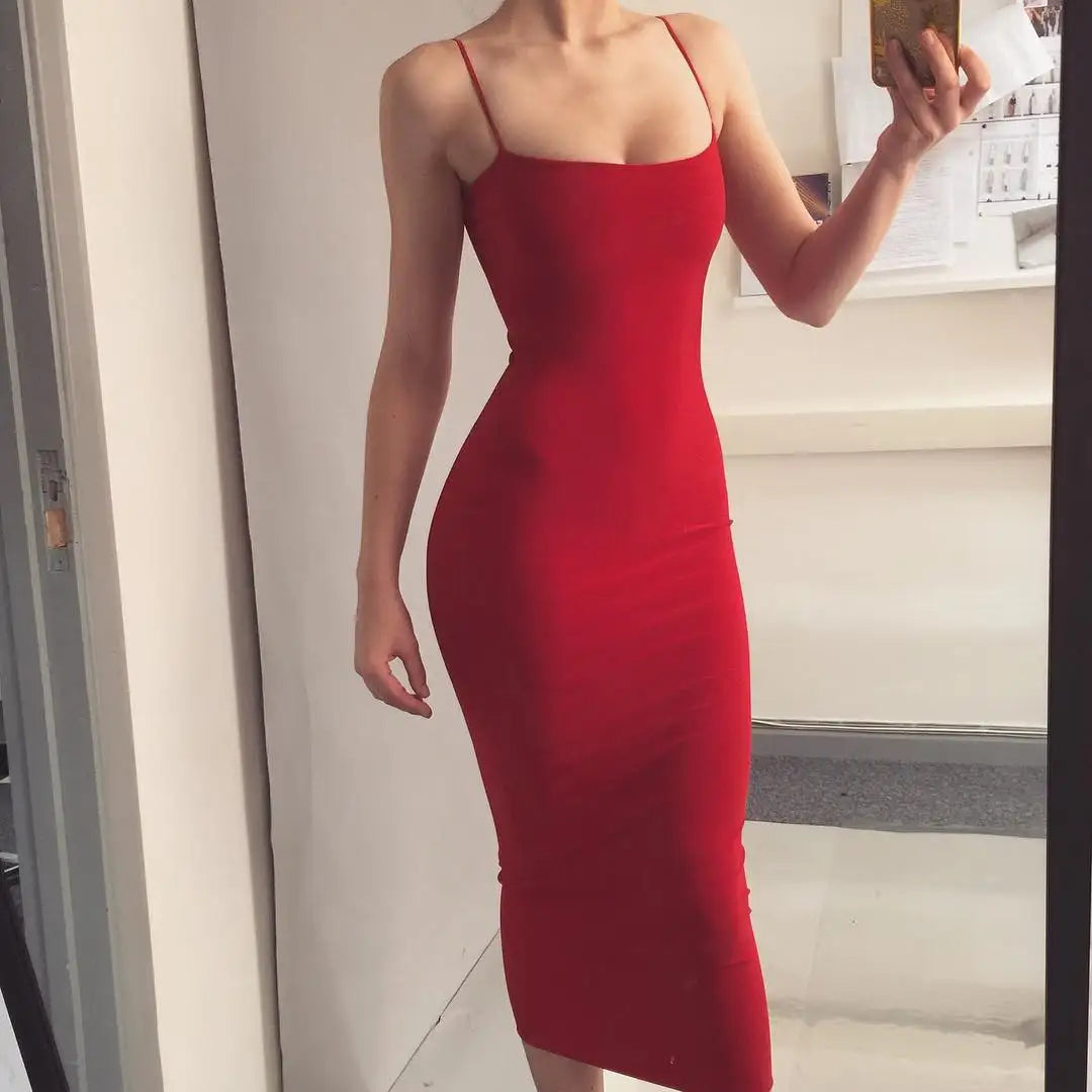 NOVA | Graceful & Trendy Backless Midi-Length Dress

