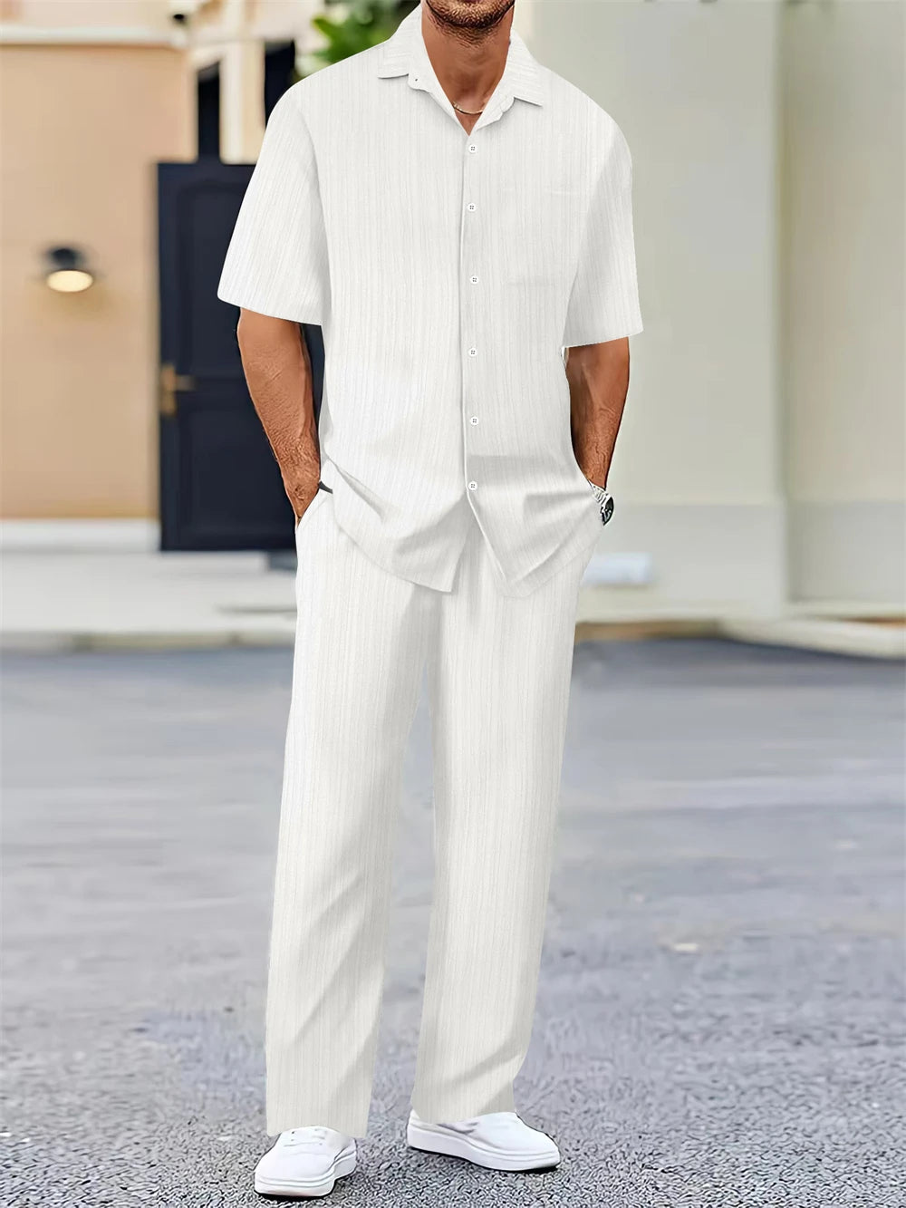 NOVA Men's Casual Mandarin Collar Shirt – Summer Wear

