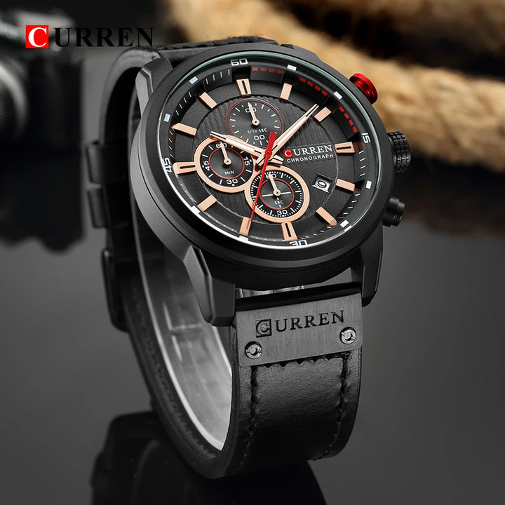 NOVA | Men's Classic Leather Chronograph Quartz Watch

