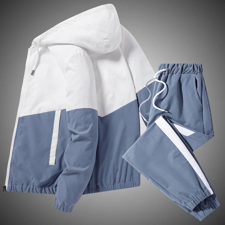 NOVA | Men's Full-Zip Patchwork Tracksuit – Stylish & Sporty


