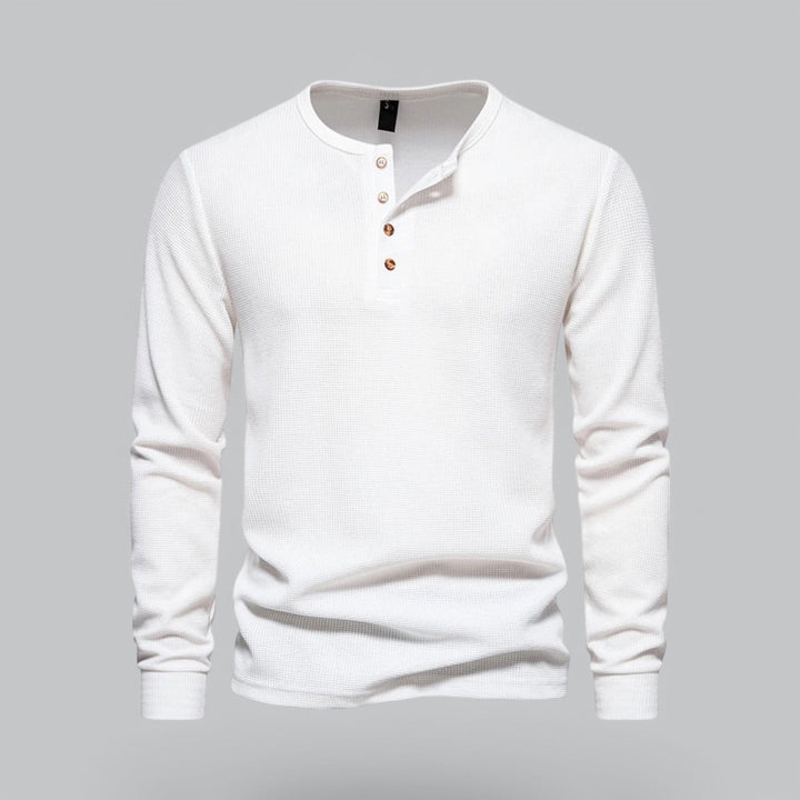 NOVA | Men's Classic Henley Shirt with Waffle Texture

