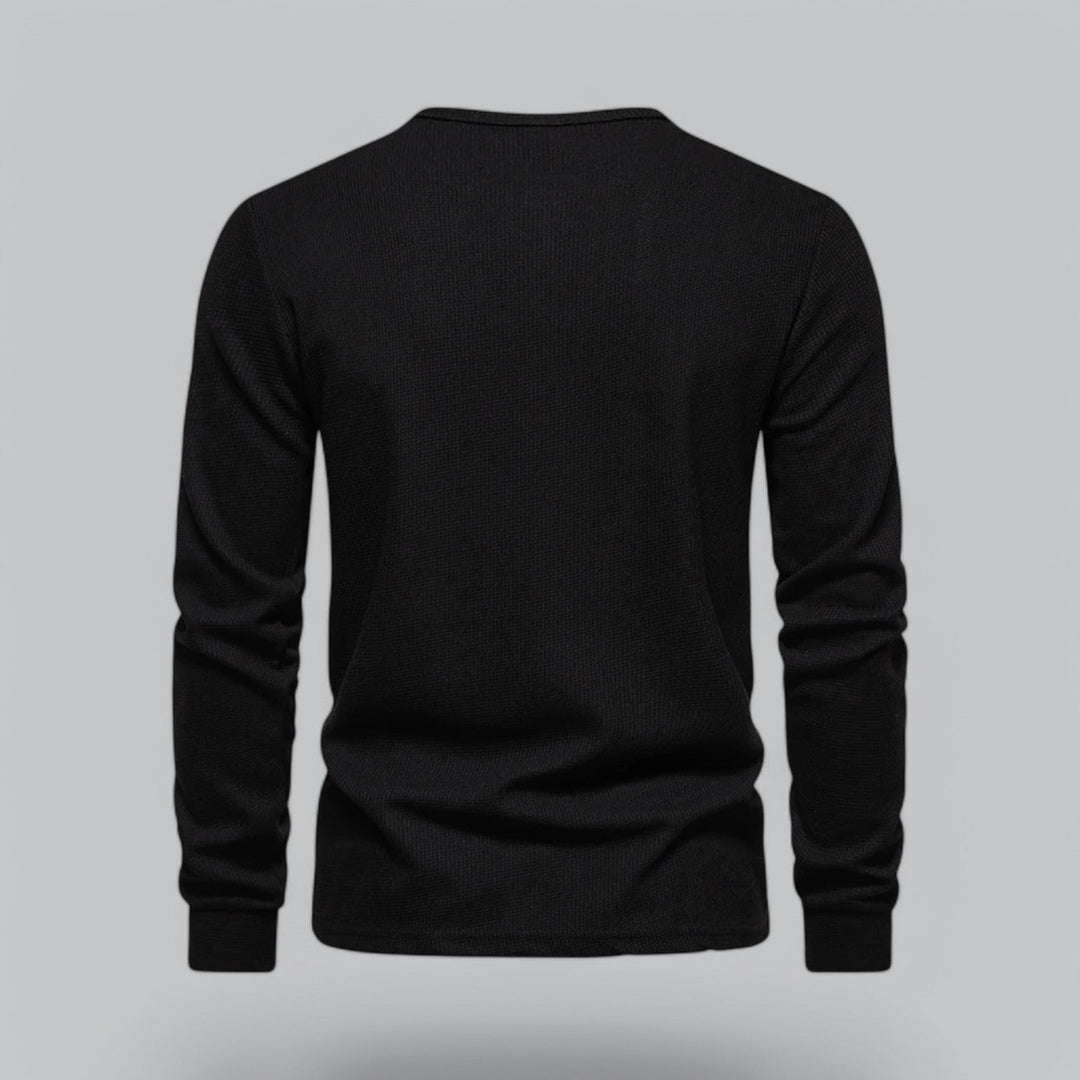 NOVA | Men's Long Sleeve Waffle Henley for Everyday Wear

