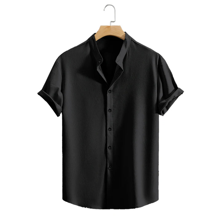 NOVA Men's Mandarin Collar Shirt – Summer Casual Wear

