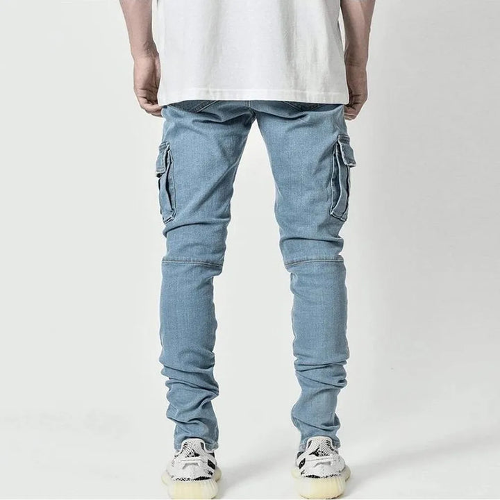 NOVA | Men's Modern Slim Cargo Jeans with Utility Pockets

