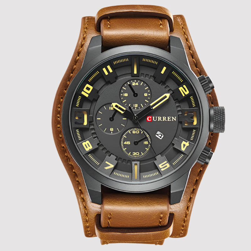 NOVA | Men's Quartz Leather Wristwatch with Buckle

