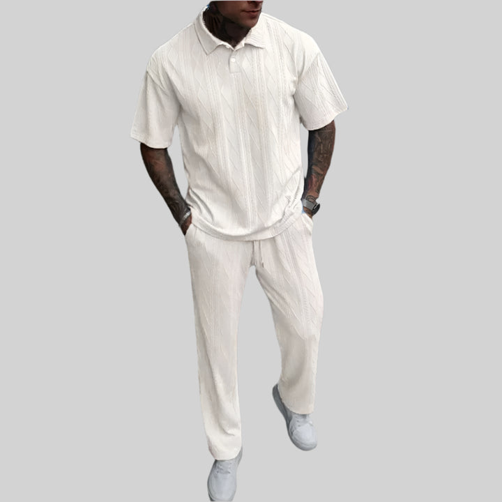NOVA | Men’s Summer Jacquard Polo Shirt & Pants Set