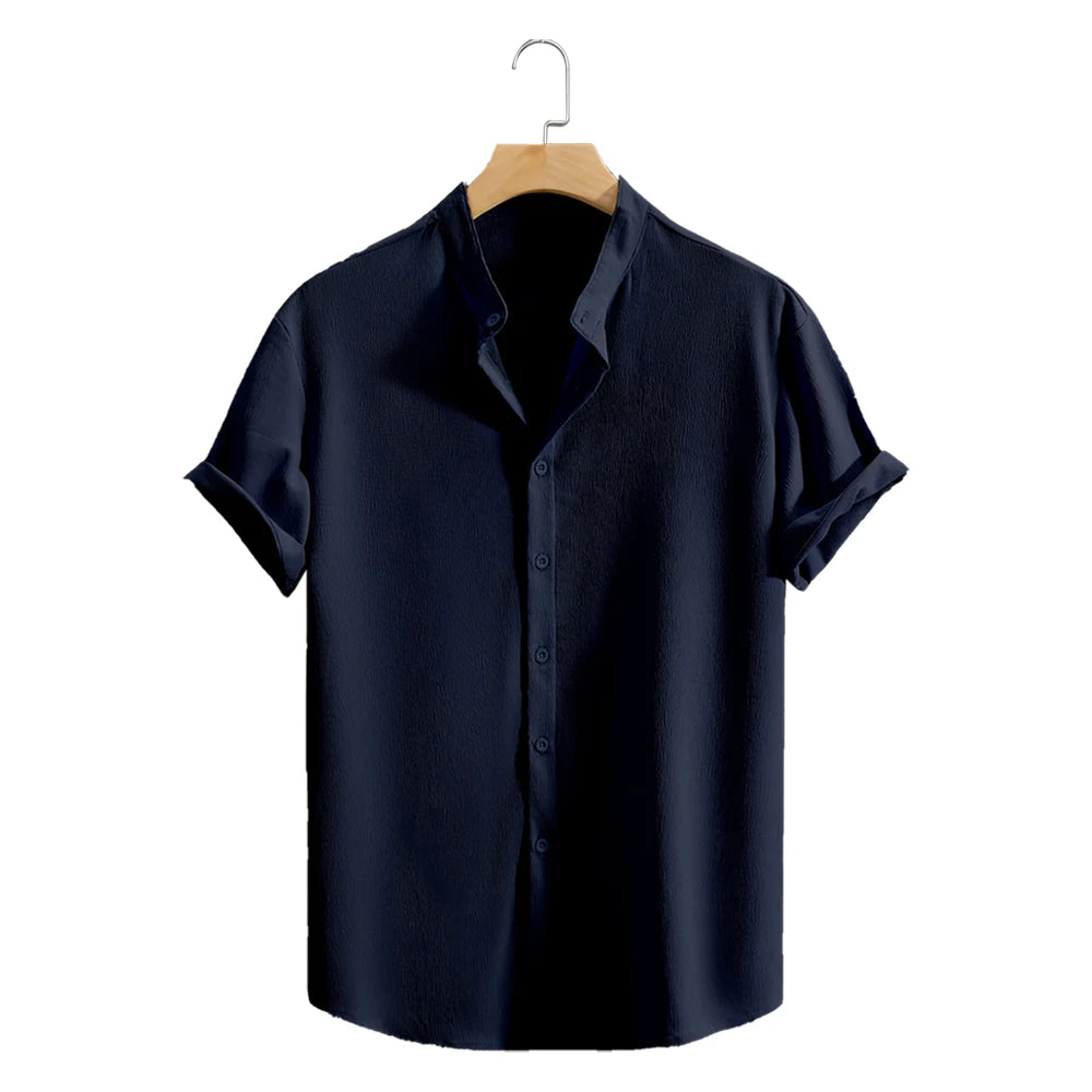 NOVA Men's Summer Shirt – Stand Collar with Sleek Fit

