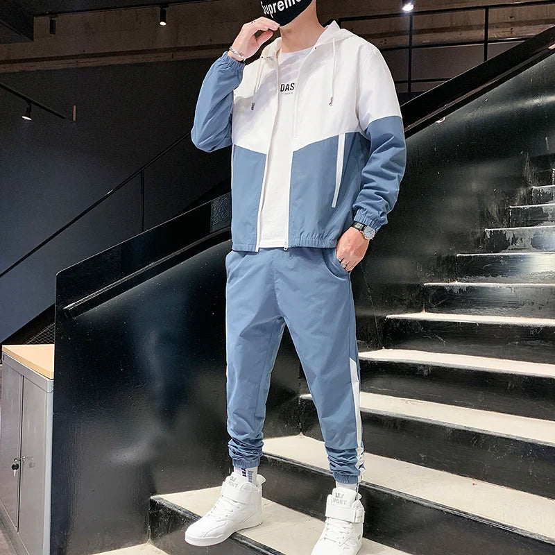 NOVA | Men's Two-Piece Patchwork Tracksuit – Soft & Durable

