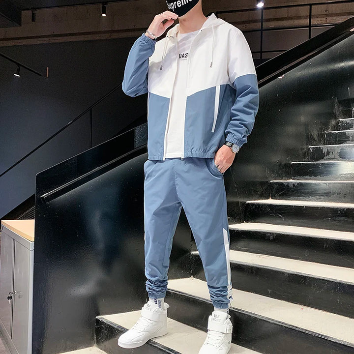 NOVA | Men's Two-Piece Patchwork Tracksuit – Soft & Durable

