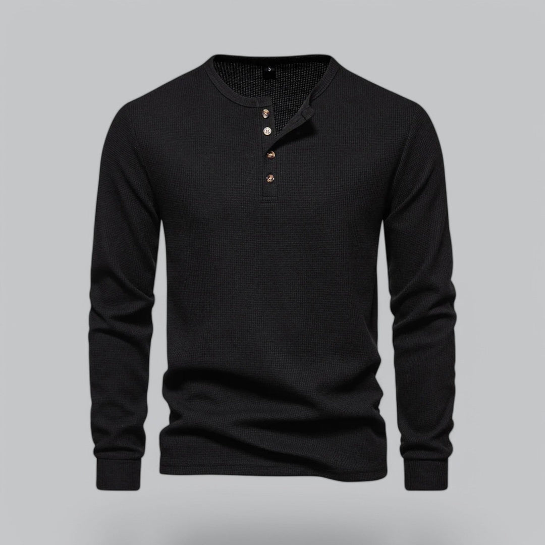 NOVA | Men's Waffle Knit Henley Shirt – Soft & Stylish

