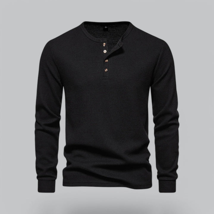 NOVA | Men's Waffle Knit Henley Shirt – Soft & Stylish

