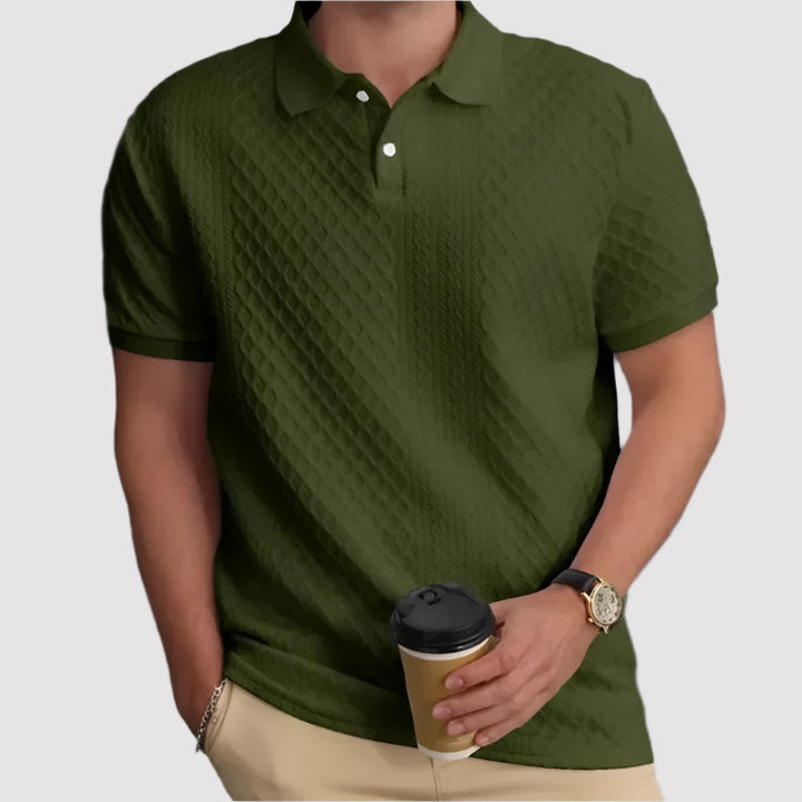 NOVA | Men's short-sleeve striped polo with contrast-color details

