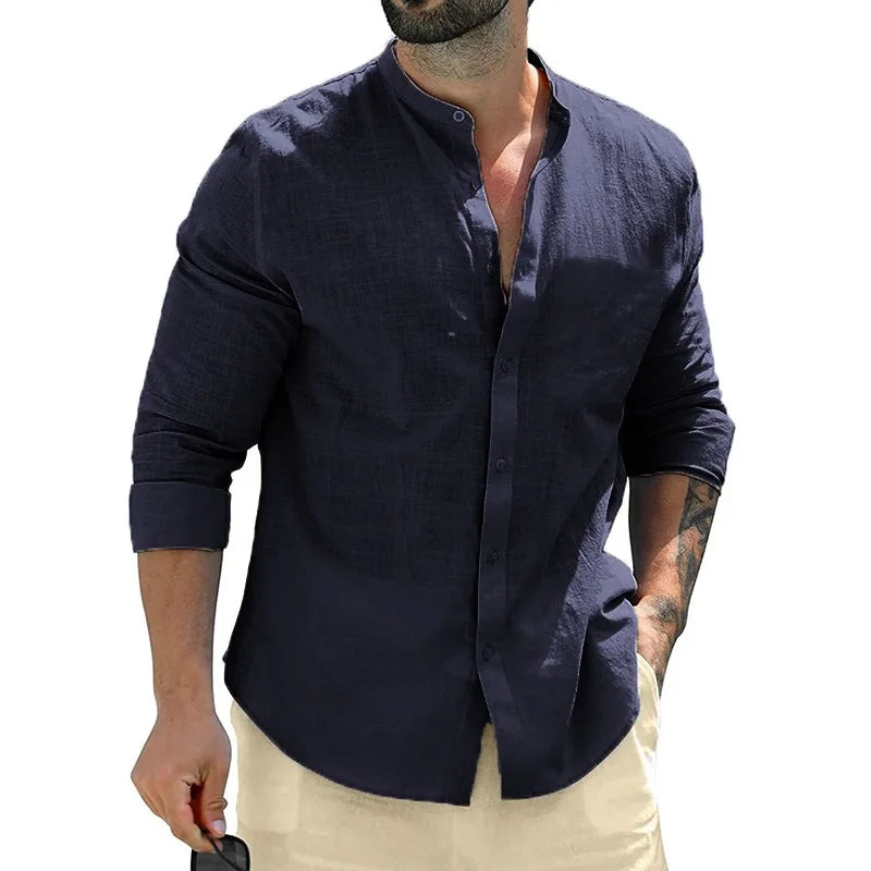 NOVA | Premium Cotton Mandarin Collar Shirt
