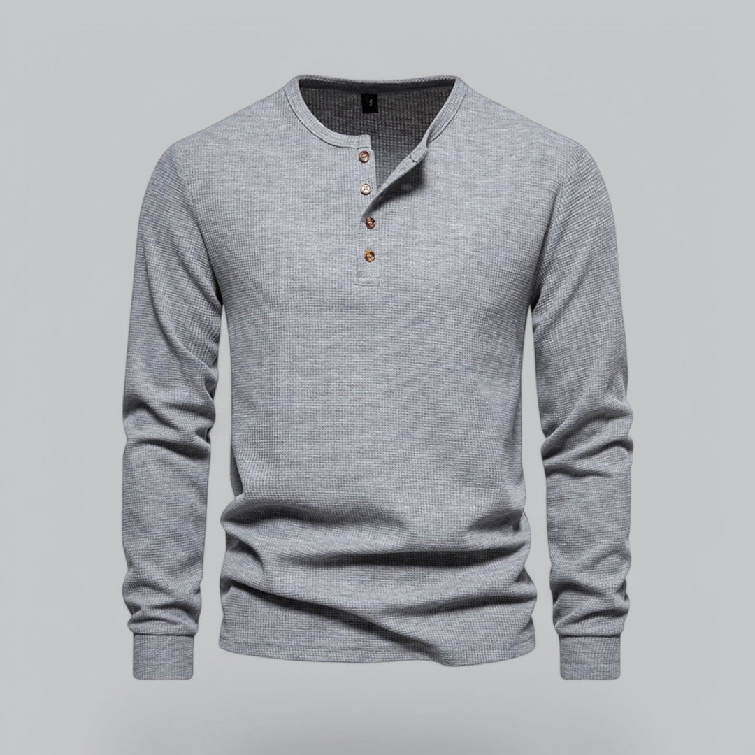 NOVA | Men's Premium Cotton Waffle Henley for Comfort

