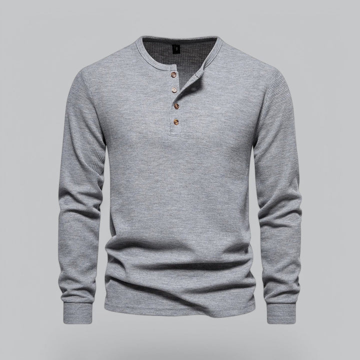NOVA | Men's Premium Cotton Waffle Henley for Comfort

