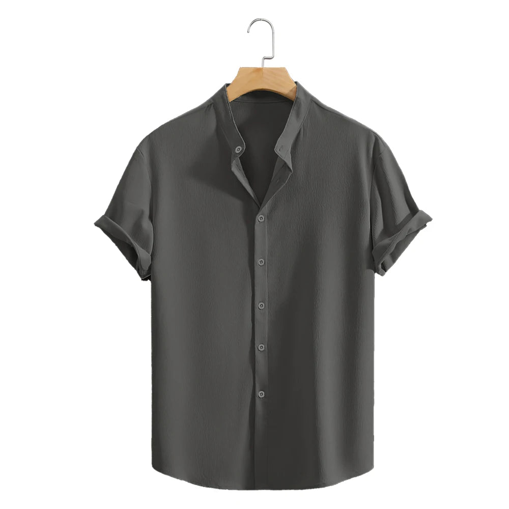 NOVA Slim-Fit Stand Collar Short Sleeve Shirt for Men

