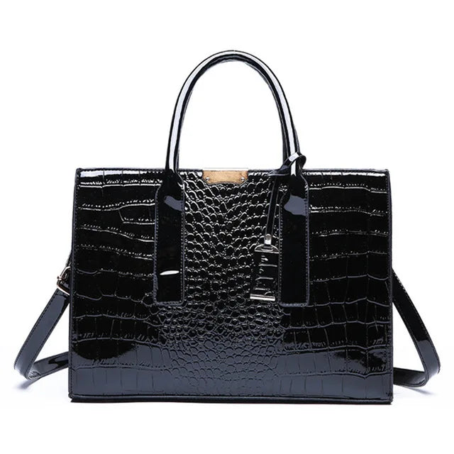 NOVA | Spacious Women's Croc-Embossed Leather Tote
