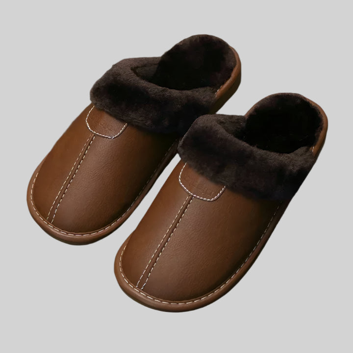 NOVA | Stylish Men's Leather Slippers for Winter