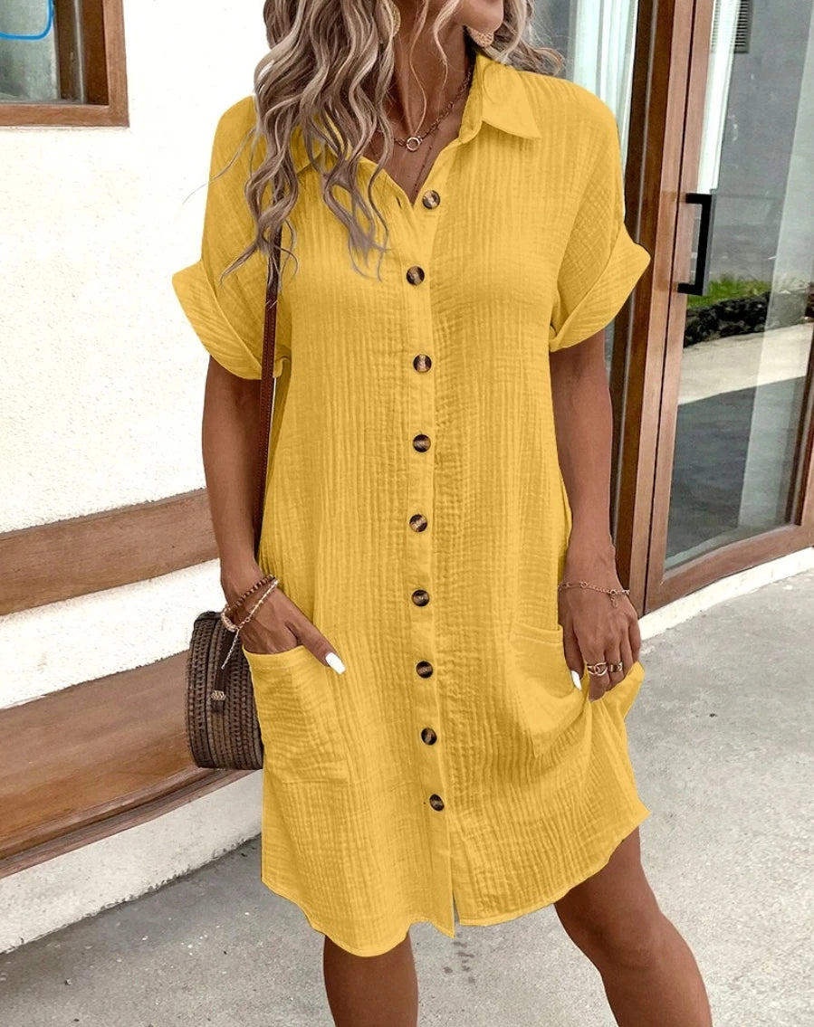 NOVA | Stylish knee-length V-neck jersey dress for summer


