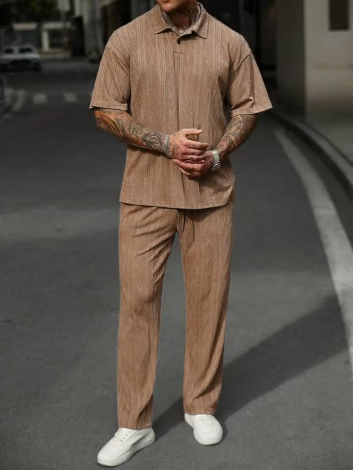 NOVA | Summer Jacquard Polo Outfit for Men

